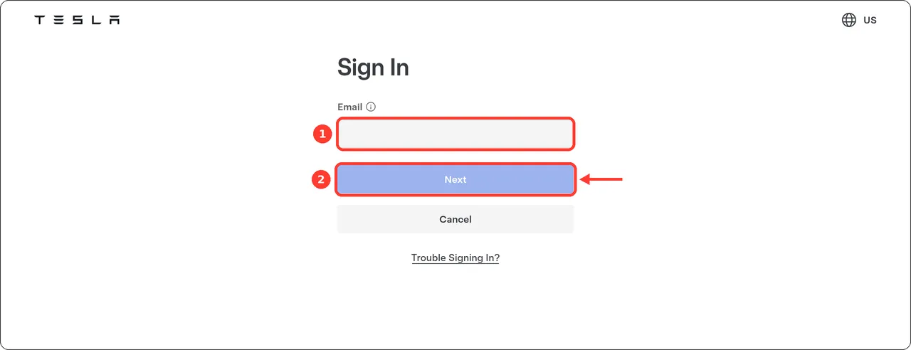 Tesla's sign-in page at auth.tesla.com