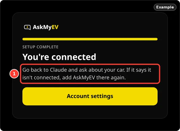 AskMyEV's Setup complete screen